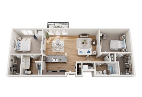 Floor plan for 2 beds, 2 baths, 1153 sqft